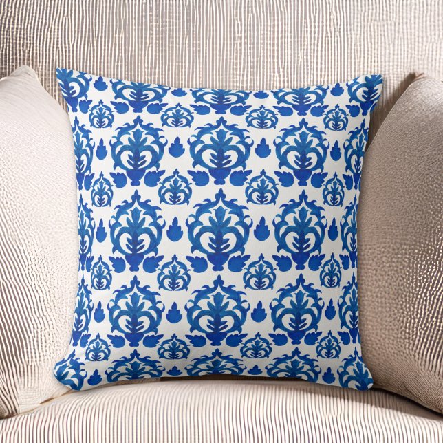 Blue French Toile Pattern Throw Pillow (Creator Uploaded)