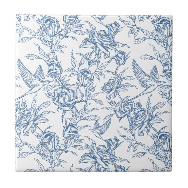 Blue French Toile Tile (Front)