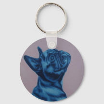 Blue Frenchie key ring