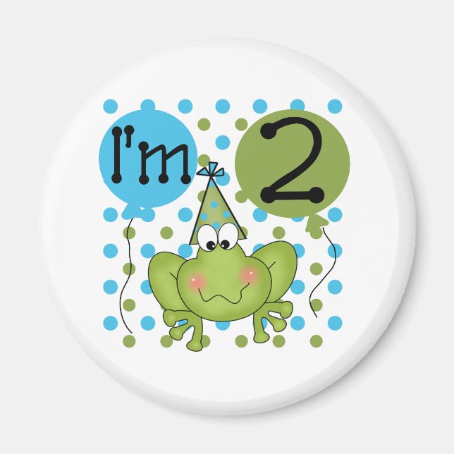 Blue Frog 2nd Birthday Magnet (Front)