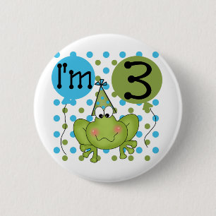 Blue Frog 3rd Birthday Tshirts and Gifts 2 Inch Round Button