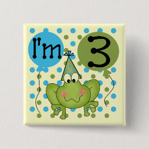 Blue Frog 3rd Birthday Tshirts and Gifts 2 Inch Square Button