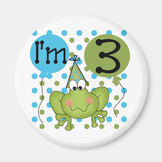 Blue Frog 3rd Birthday Tshirts and Gifts Magnet (Front)