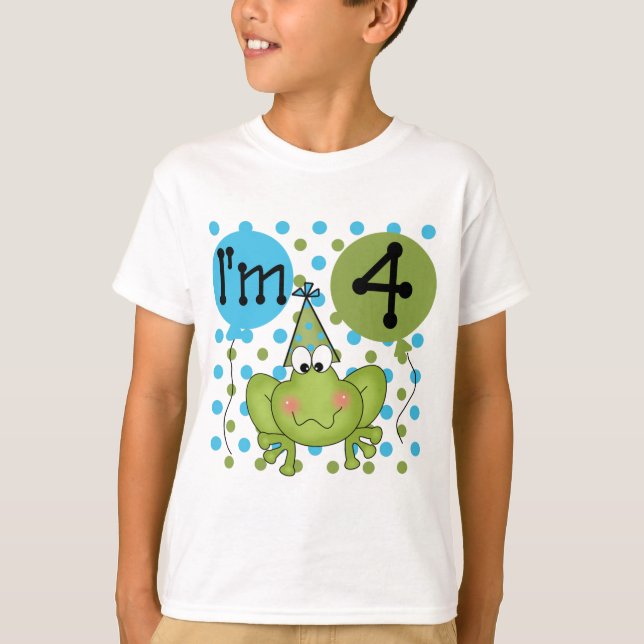 Blue Frog 4th Birthday Tshirts and Gifts (Front)