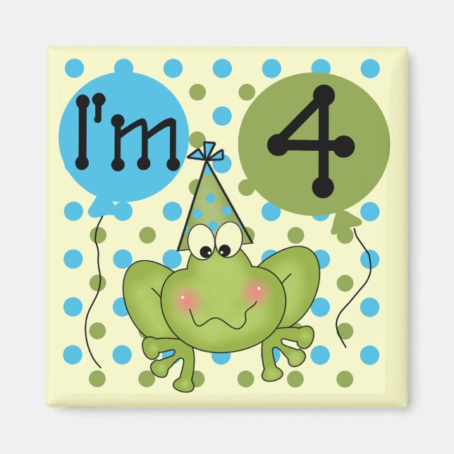 Blue Frog 4th Birthday Tshirts and Gifts Magnet (Front)