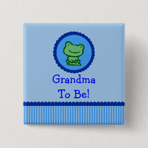 Blue Frog "Grandma To Be" Baby Shower Button