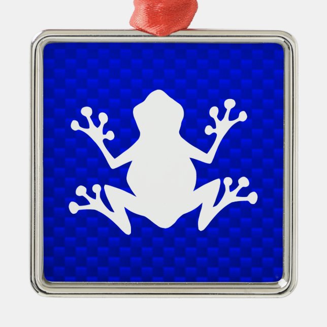 Blue Frog Metal Ornament (Front)