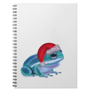 Blue frog with Santa hat. Notebook