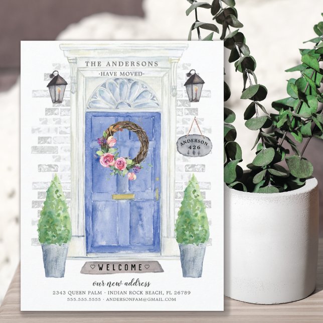 Blue Front Door Moving Announcement Postcard (Creator Uploaded)