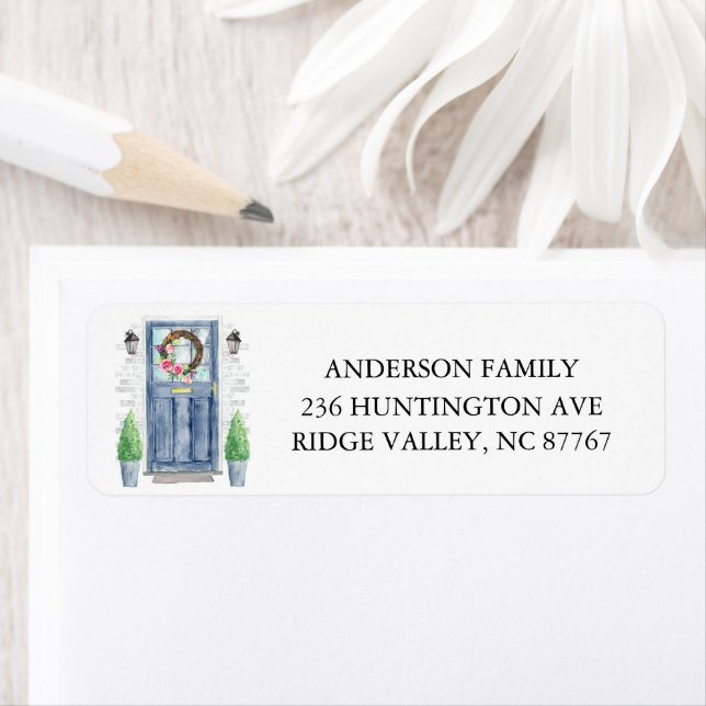 Blue Front Door New Address Label (Insitu)