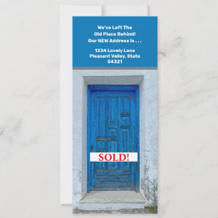 BLUE FRONT DOOR/SOLD SIGN Flat Greeting Card