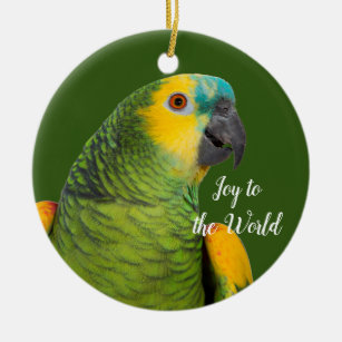 Blue-fronted Amazon Parrot Green Ceramic Ornament