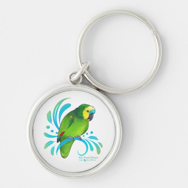Blue Fronted Amazon Parrot Keychain (Front)