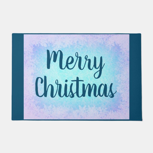 Blue frost Merry Christmas Doormat (Front)