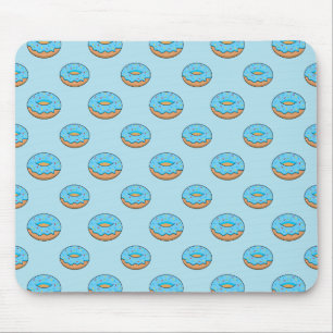 Blue Frosted Donut with Sprinkles Cartoon Mouse Pad