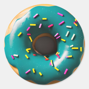 Blue Frosted Donut with Sprinkles Classic Round Sticker