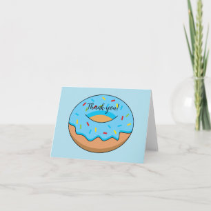 Blue Frosted Doughnut Sprinkles Cartoon Add Text Thank You Card