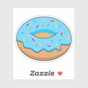 Blue Frosted Doughnut with Sprinkles Cartoon