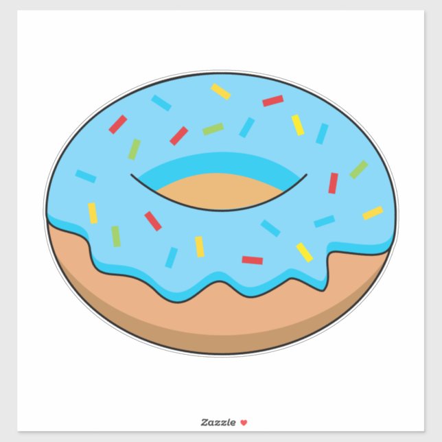 Blue Frosted Doughnut with Sprinkles Cartoon (Sheet)