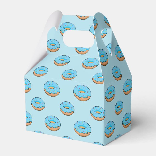 Blue Frosted Doughnut with Sprinkles Cartoon Favor Box (Front Side)