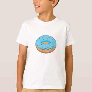 Blue Frosted Doughnut with Sprinkles Cartoon T-Shirt