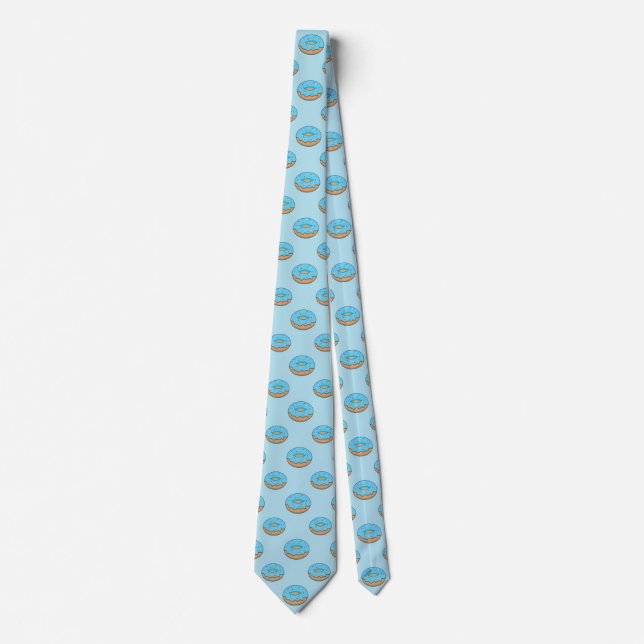 Blue Frosted Doughnut with Sprinkles Cartoon Tie (Front)