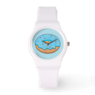 Blue Frosted Doughnut with Sprinkles Cartoon Watch