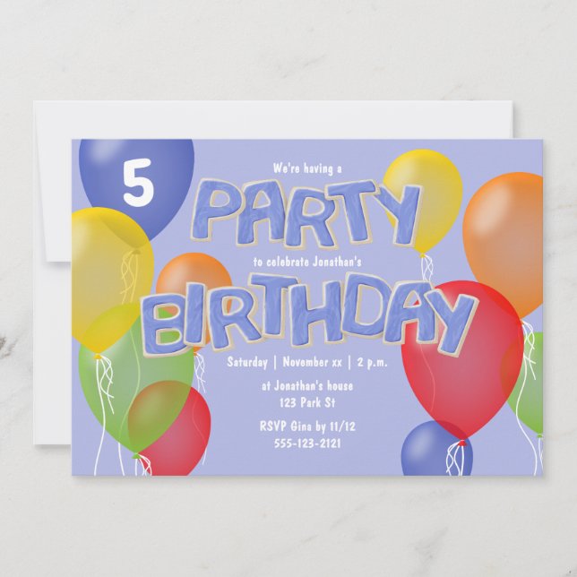 blue frosting cutouts letters cookies boy birthday invitation (Front)