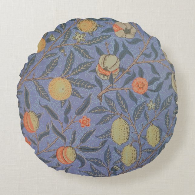 Blue Fruit' or 'Pomegranate' Round Pillow (Front)