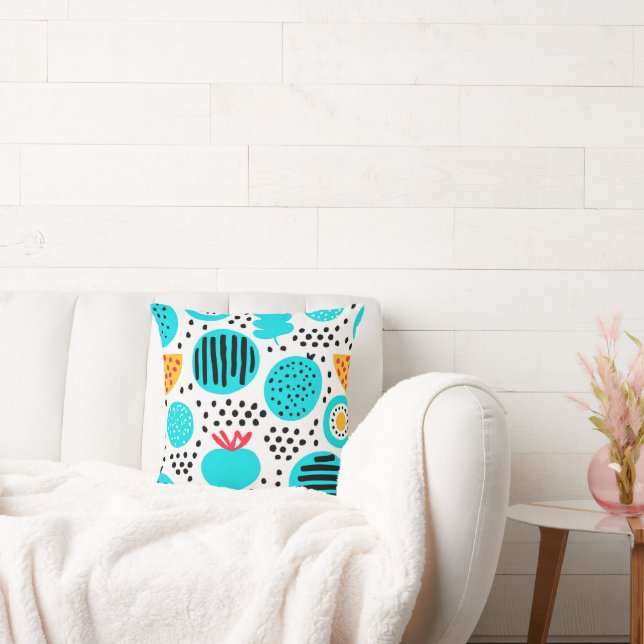 Blue Fruit Patterns Painting Art. Buy Now Throw Pillow (Couch)