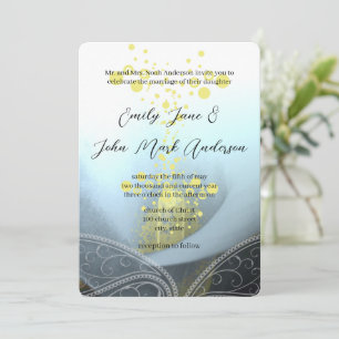 Blue Fuchsia Calla Lily Flower Wedding Invitation