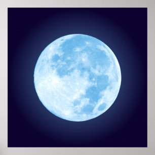 Blue Full Moon Poster
