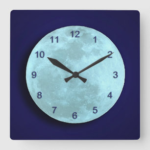 Blue Full Moon Wall Clock