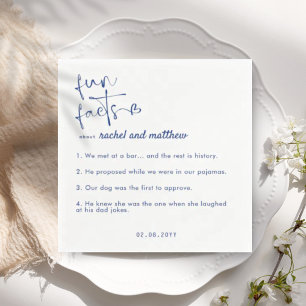 Blue Fun Facts Template Wedding Napkins