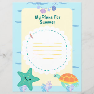 Blue Fun Kids Summer Vacation Plan Worksheet