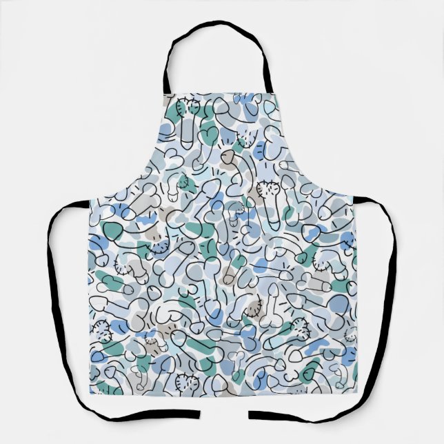 blue fun men gift apron (Front)