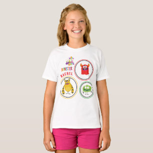 Blue FUN Monster KIDS Child Name T-Shirt