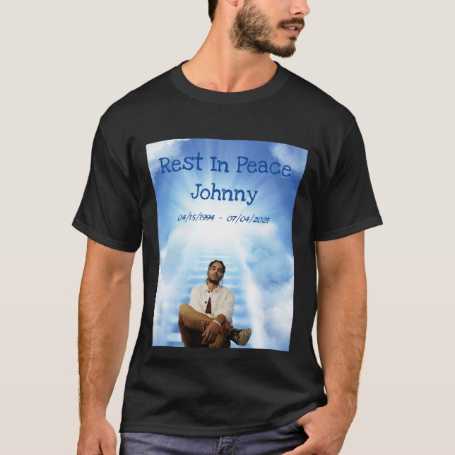 Blue Funeral  Photo Memorial T-Shirt (Front)