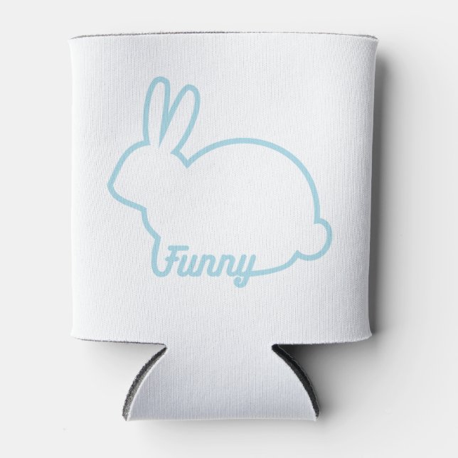Blue Funny Bunny Can Cooler gift for Easter (Front)