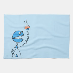 Blue Funny Cartoon Robot Chemistry Kitchen Towel