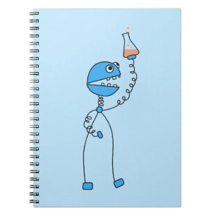 Blue Funny Cartoon Robot Chemistry Notebook