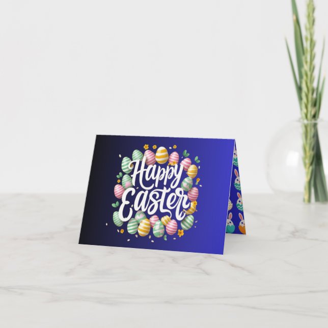 Blue Funny Easter Greeting Card (Front)