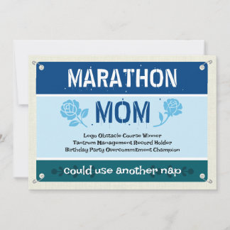 Blue Funny Marathon Mom Mother's Day Card