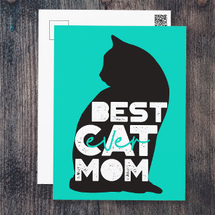 Blue Funny Mother's Day Best Cat Mom Ever Holiday Postcard