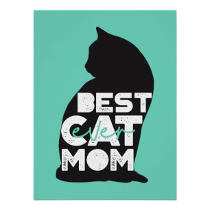 Blue Funny Mother's Day Best Cat Mom Ever Poster