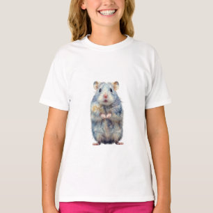 Blue Furry Fluffy Hamster Illustration Kids T-Shirt