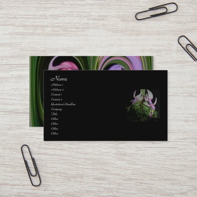 Blue Fushia Business Card (Front/Back In Situ)