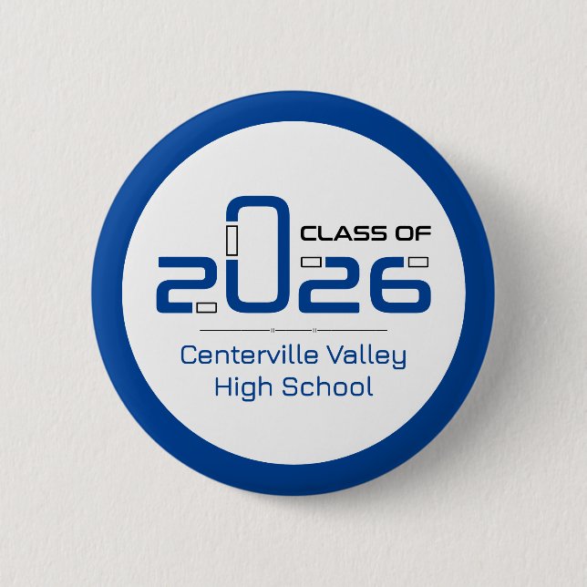 Blue Futuristic Class of 2026 2 Inch Round Button (Front)