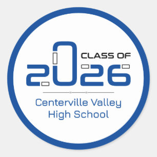 Blue Futuristic Class of 2026 Classic Round Sticker