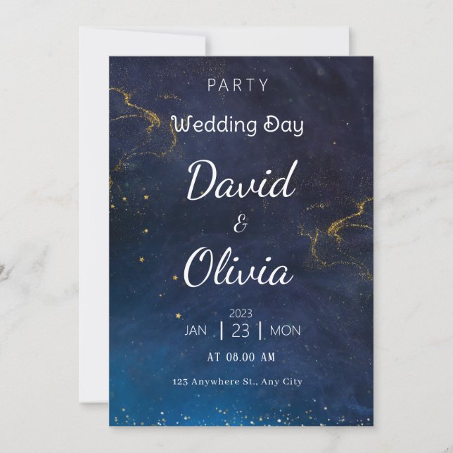 Blue Futuristic Wedding Invitation  (Front)